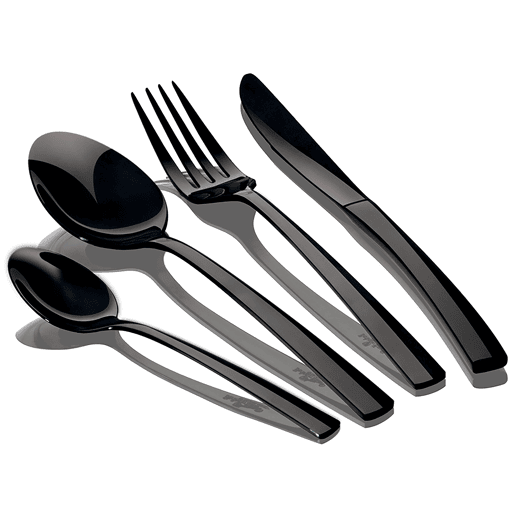 Berlinger Haus Deep Black Conjunto de Talheres Preto de 24 Peças Aço Inoxidável Acabamento Espelho Polido, Conjunto 6 Pessoas, , Preto