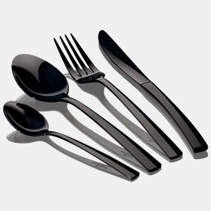Berlinger Haus Deep Black Conjunto de Talheres Preto de 24 Peças Aço Inoxidável Acabamento Espelho Polido, Conjunto 6 Pessoas, , Preto