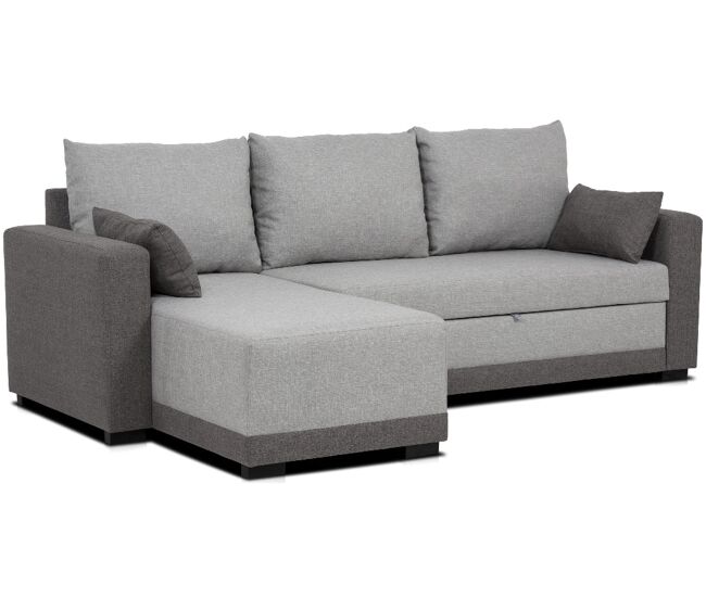 Sofá-cama chaise longue reversible budwing leah gris bicolor - 3 plazas - 233x124x69 cm