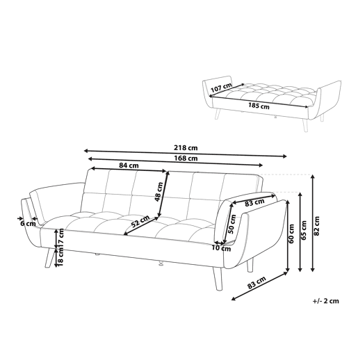 Sofá-cama ASBY Veludo Azul marinho 3 lugares