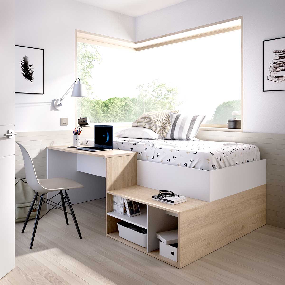 Cama Compacta Con Escritorio Kric