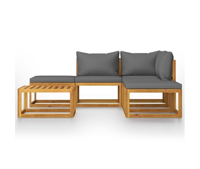 Juego muebles de jardín y cojines 6 piezas madera maciza acacia vidaxl