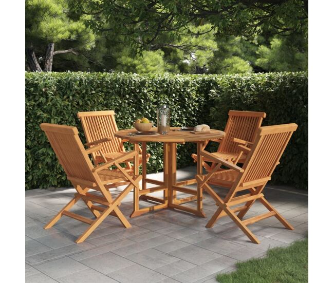 Set de comedor de jardín plegable 5 pzas madera maciza de teca vidaxl