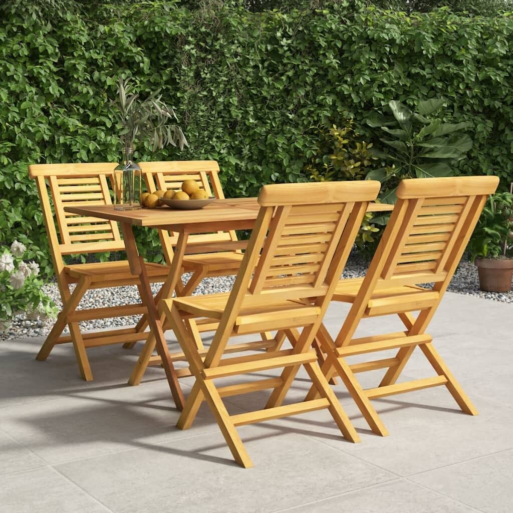 Juego de comedor para jardín 5 piezas madera maciza de teca vidaxl