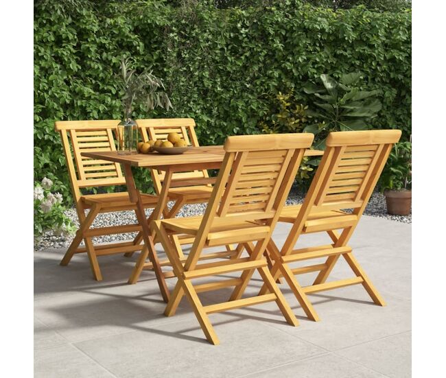 Juego de comedor para jardín 5 piezas madera maciza de teca vidaxl