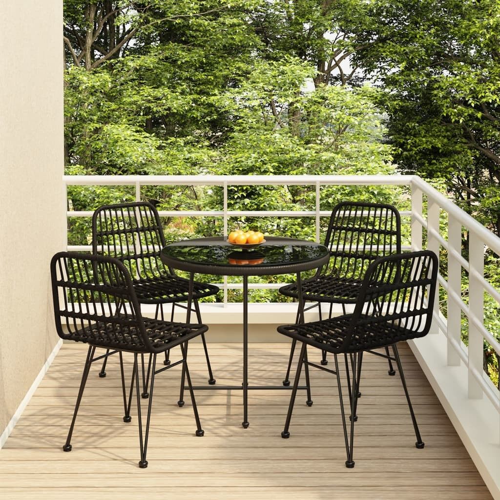 Juego de comedor de jardín 5 piezas ratán sintético negro vidaxl
