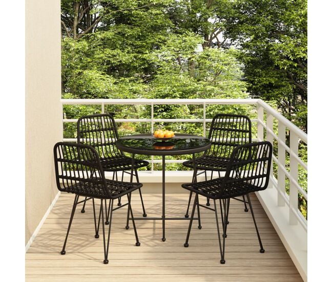 Juego de comedor de jardín 5 piezas ratán sintético negro vidaxl