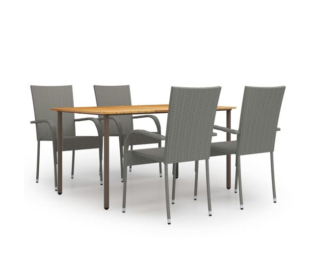 Vidaxl set de muebles de comedor de jardín 5 piezas de ratán gris