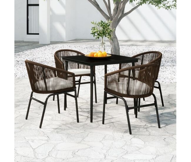 Juego de comedor de jardín de 5 piezas marrón vidaxl
