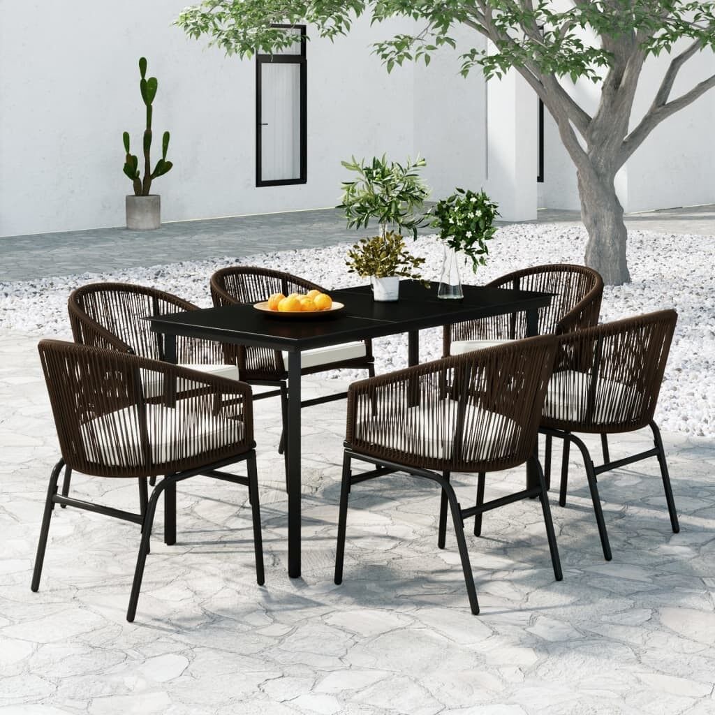 Juego de comedor de jardín 7 piezas marrón vidaxl