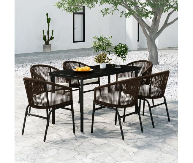 Juego de comedor de jardín 7 piezas marrón vidaxl