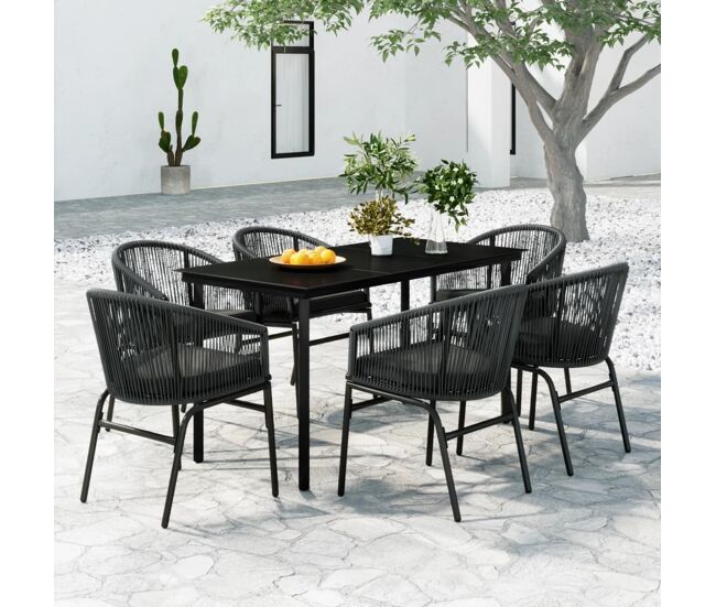 Juego de comedor de jardín 7 piezas ratán sintético gris vidaxl