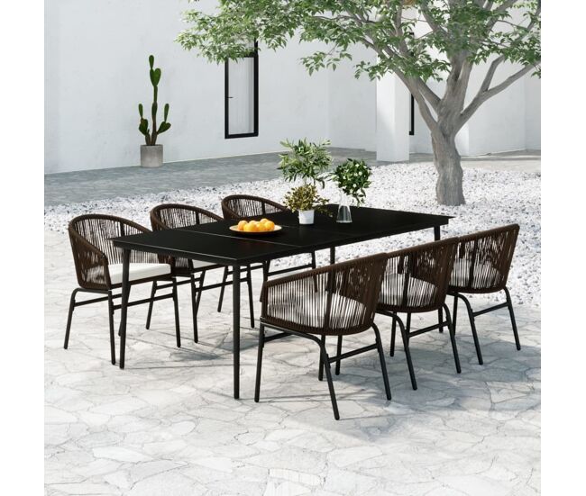 Juego de comedor para jardín 7 piezas marrón vidaxl