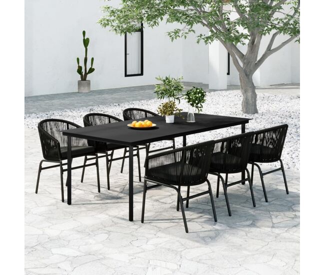 Juego de comedor para jardín 7 piezas negro vidaxl