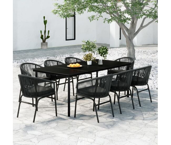Juego de comedor de jardín 9 piezas ratán sintético gris vidaxl