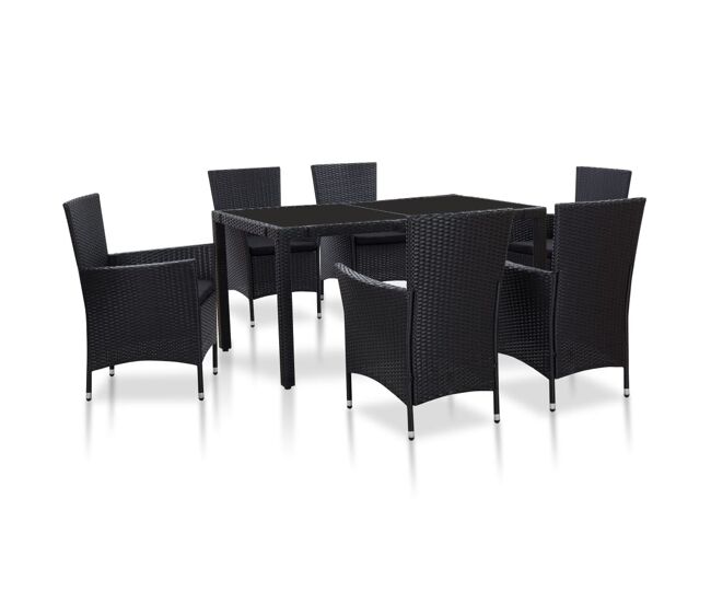 Juego de comedor de jardín 7 piezas ratán sintético negro vidaxl
