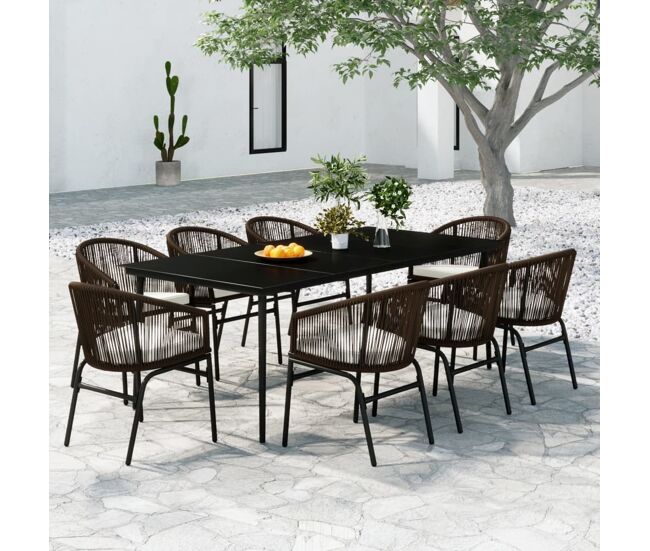Juego de comedor de jardín 9 piezas marrón vidaxl
