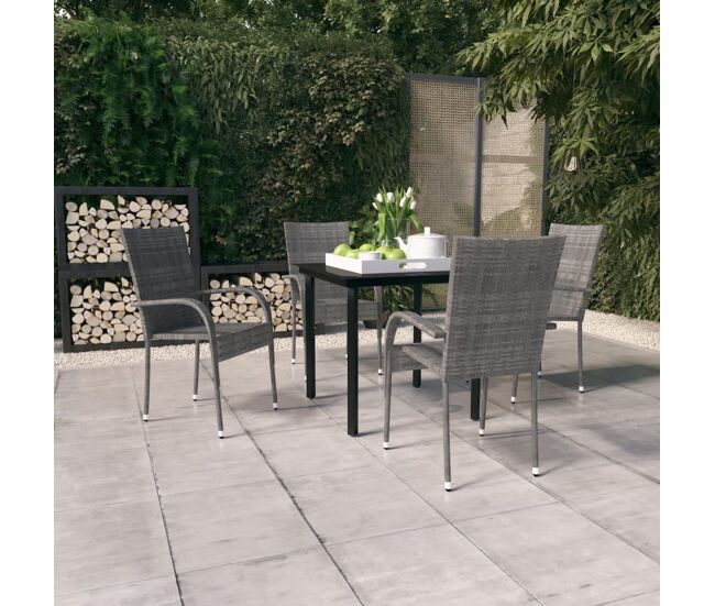 Juego de comedor de jardín 5 piezas gris y negro vidaxl