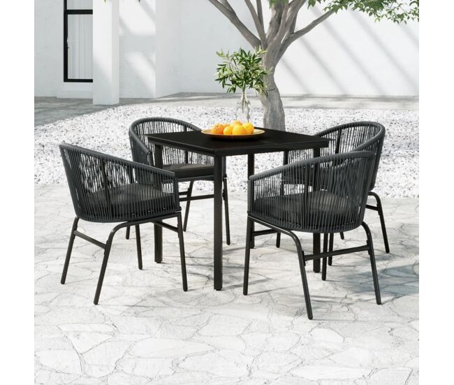 Juego de comedor para jardín 5 piezas ratán sintético gris vidaxl