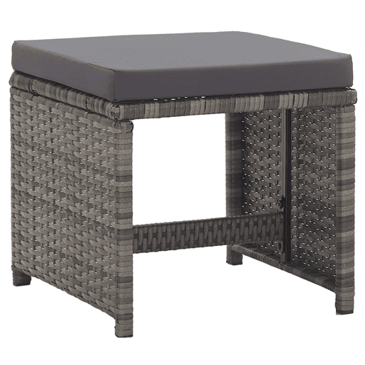 vidaXL 15 pcs conjunto jantar exterior c almofadões vime PE antracite