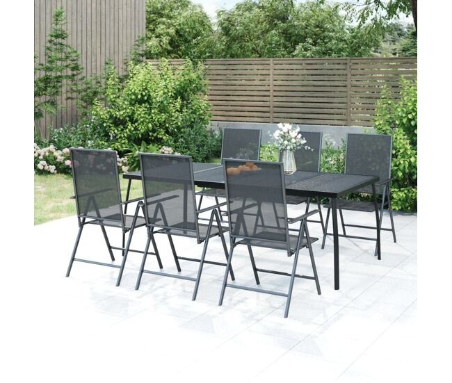Juego de comedor de jardín 7 piezas acero gris antracita vidaxl