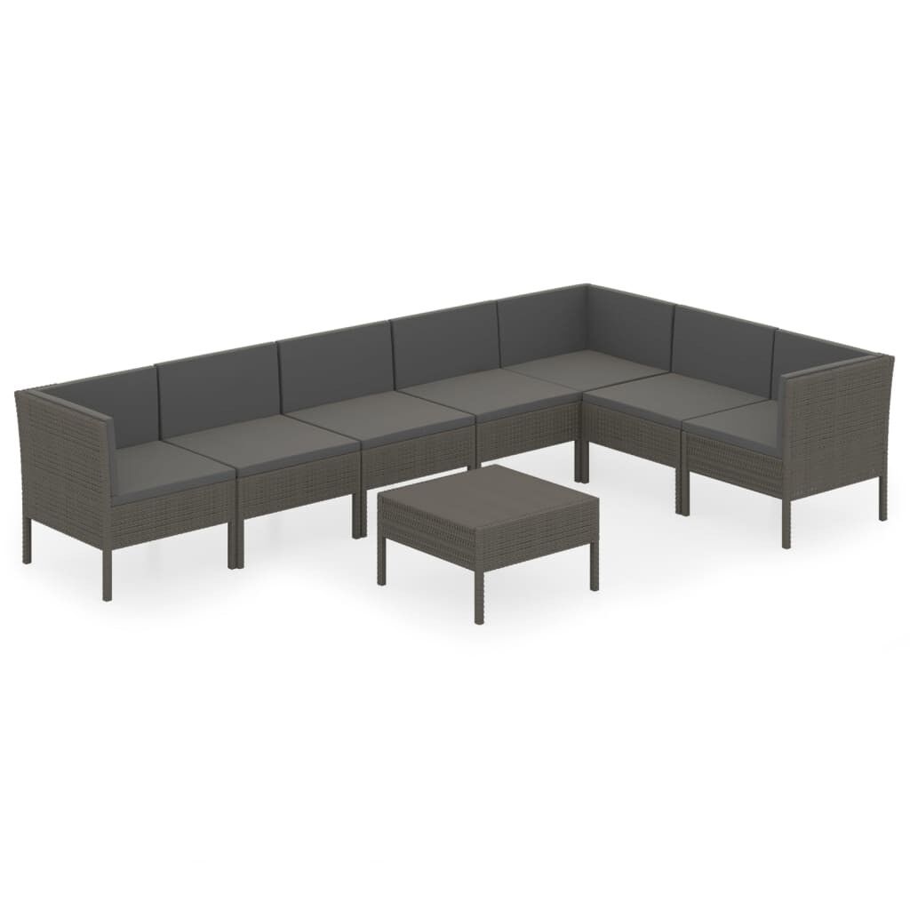 Set de muebles de jardín 8 plazas y cojines ratán sintético