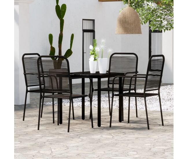 Juego de comedor de jardín 5 piezas negro vidaxl