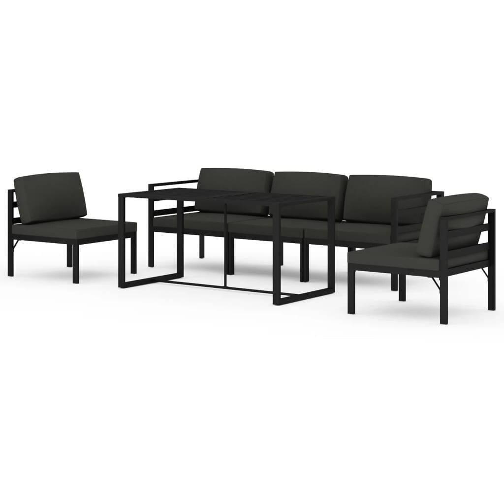 Set muebles de jardín 6 pzas y cojines aluminio gris antracita vidaxl