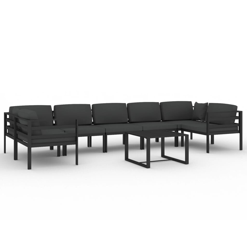 Set muebles de jardín 8 pzas y cojines aluminio gris antracita vidaxl