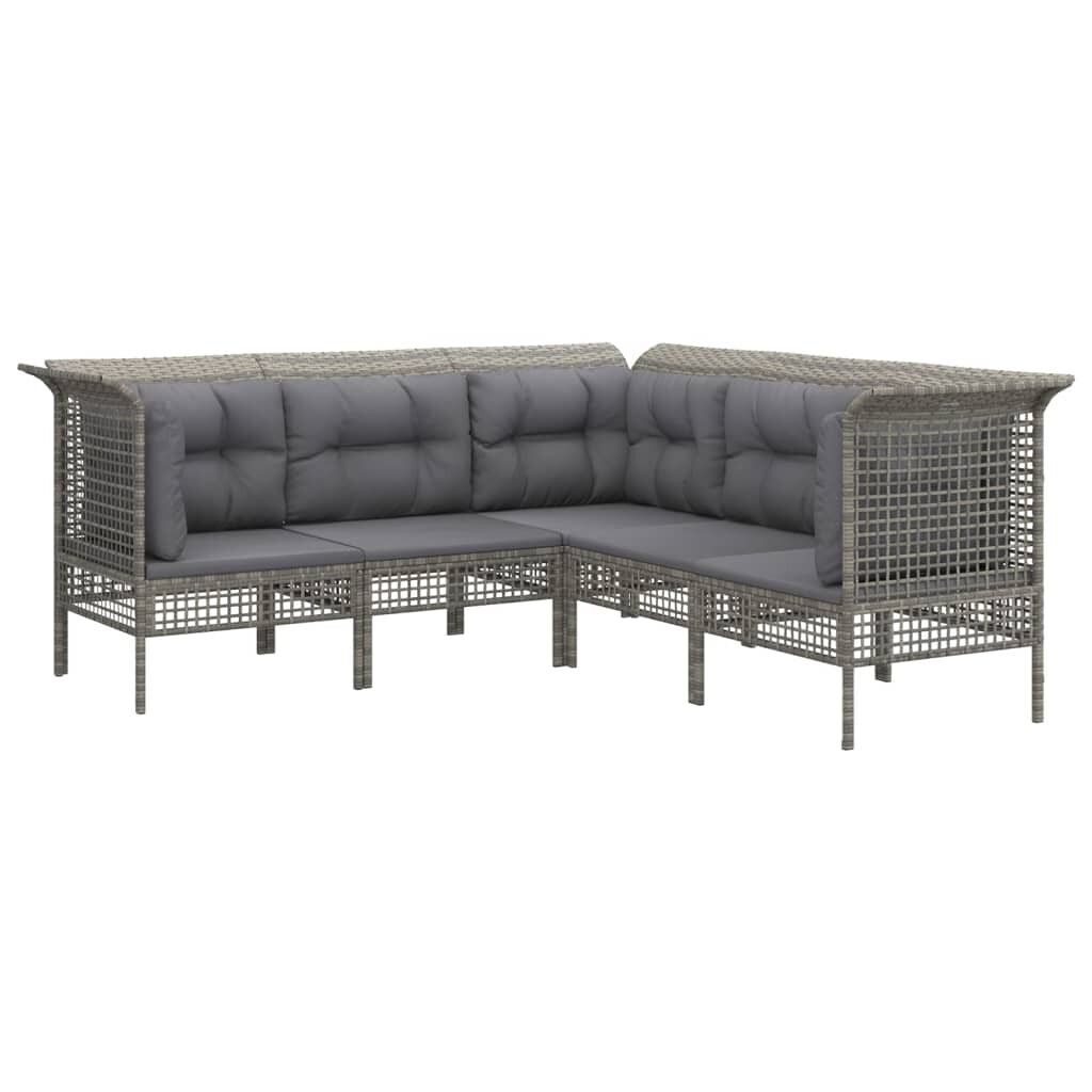 Set de muebles de jardín 5 pzas y cojines ratán sintético gris vidaxl