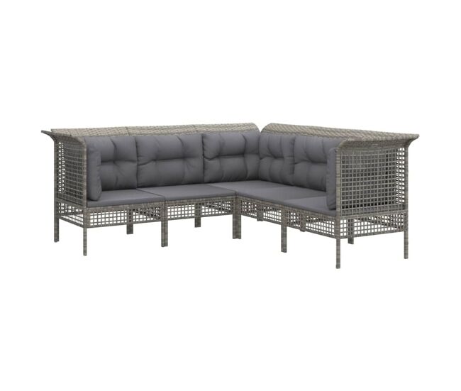 Set de muebles de jardín 5 pzas y cojines ratán sintético gris vidaxl