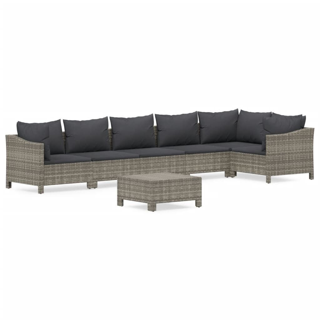 Set de muebles de jardín 7 pzas y cojines ratán sintético gris vidaxl