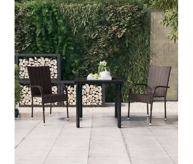 Juego de comedor de jardín 3 piezas negro y marrón vidaxl