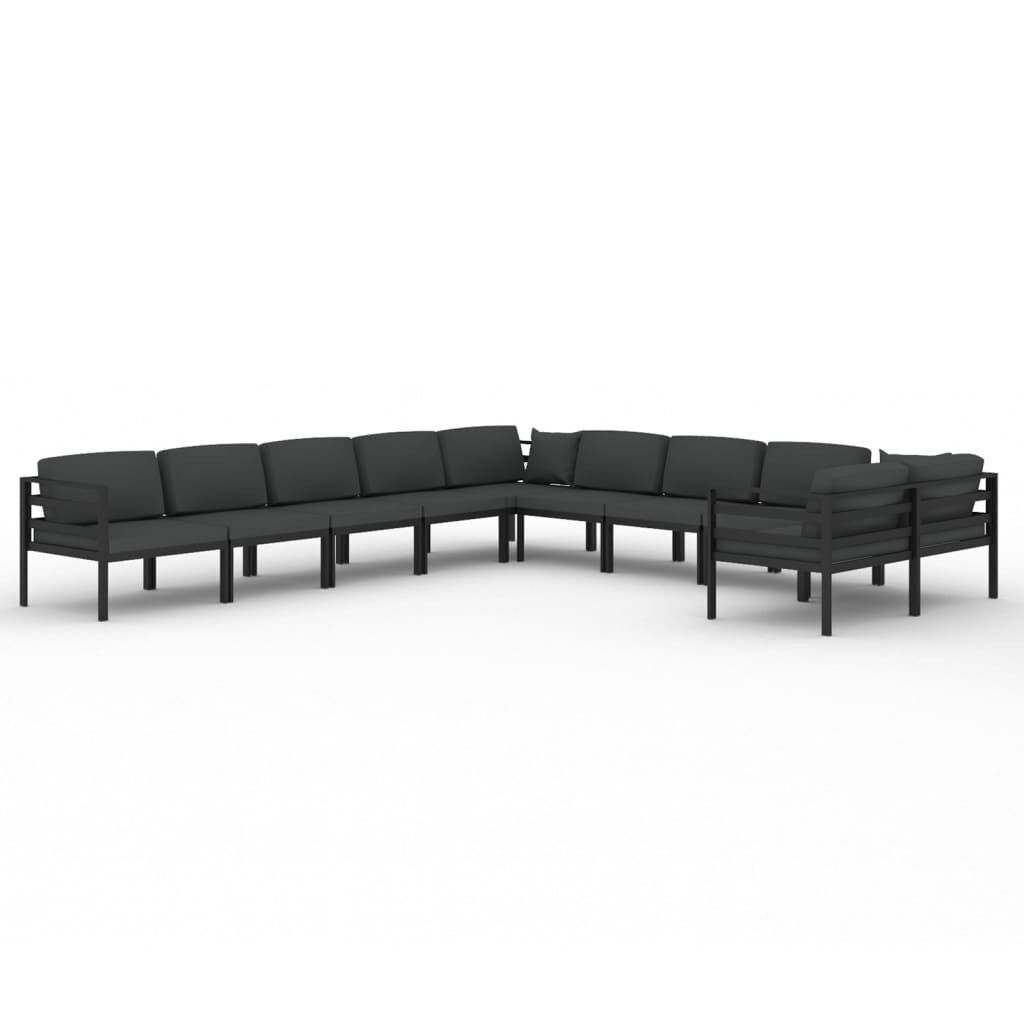 Set muebles de jardín 10 pzas y cojines aluminio gris antracita vidaxl