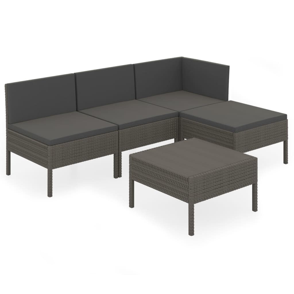 Set de muebles de jardín 5 plazas y cojines ratán sintético