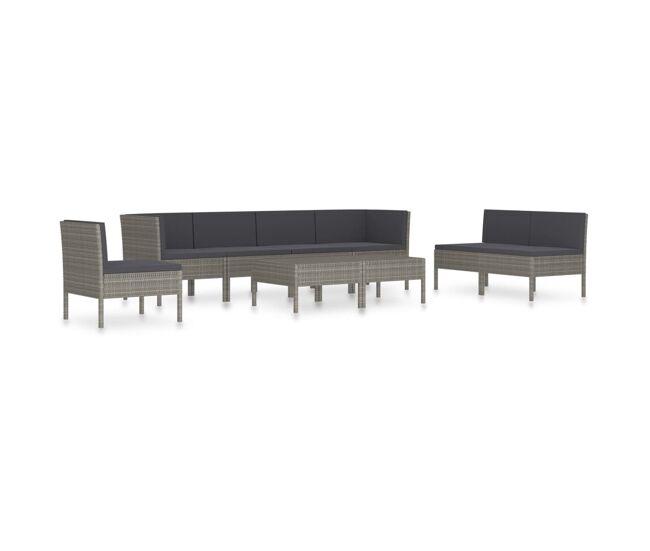 Set de muebles de jardín 9 pzas y cojines ratán sintético gris vidaxl