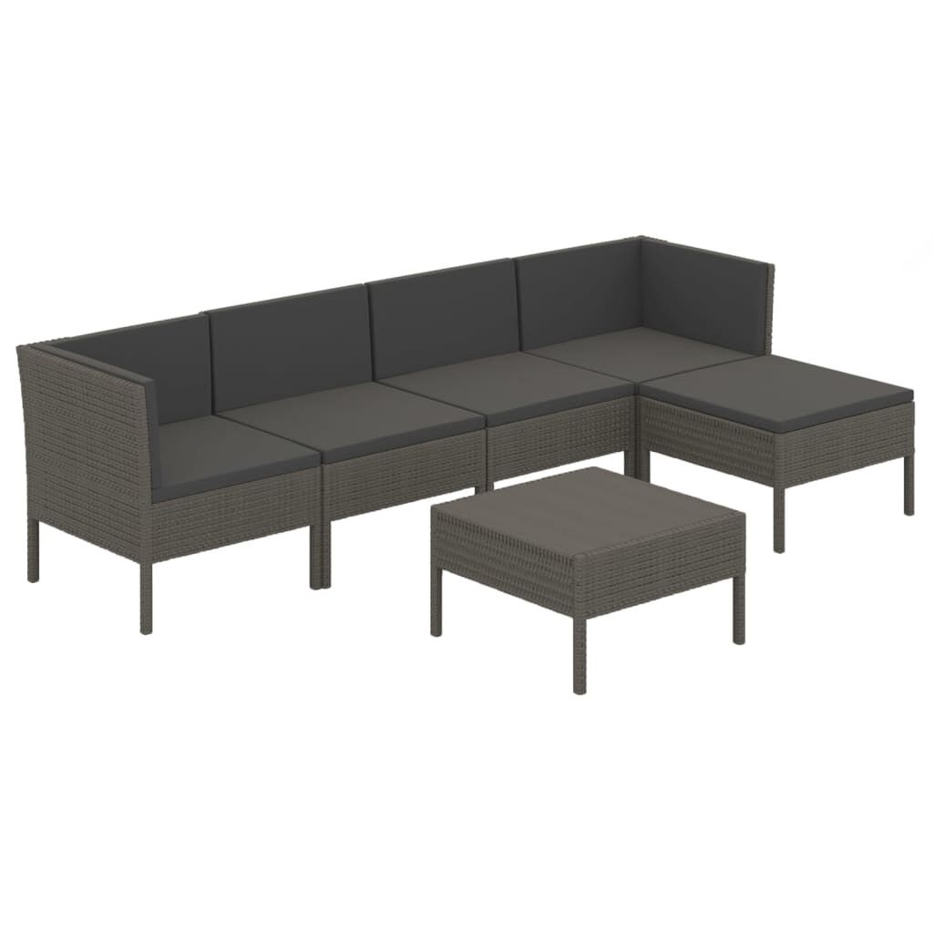 Set de muebles de jardín 6 pzas y cojines ratán sintético gris vidaxl