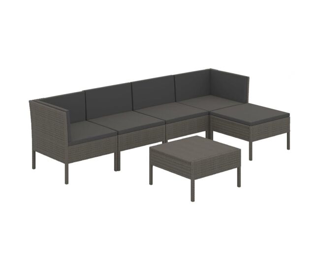 Set de muebles de jardín 6 pzas y cojines ratán sintético gris vidaxl