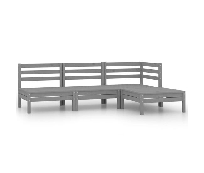 Juego de muebles de jardín 4 pzas madera maciza de pino gris vidaxl