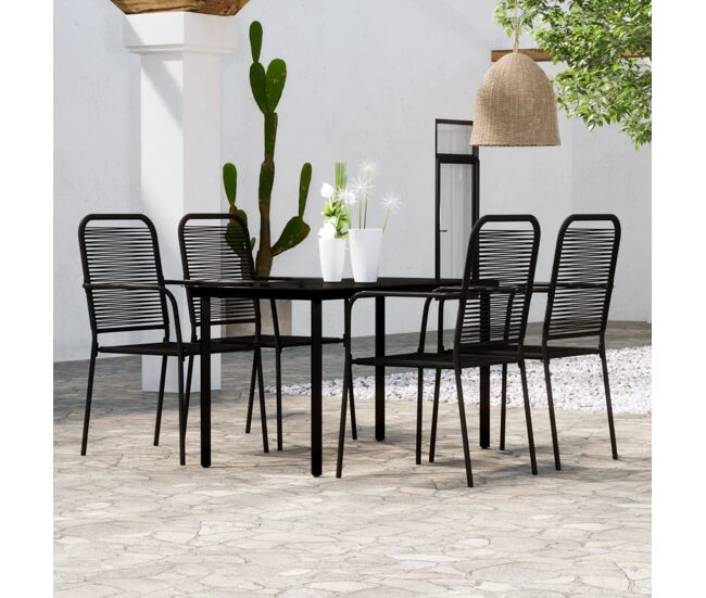 Juego de comedor de jardín 5 piezas negro vidaxl