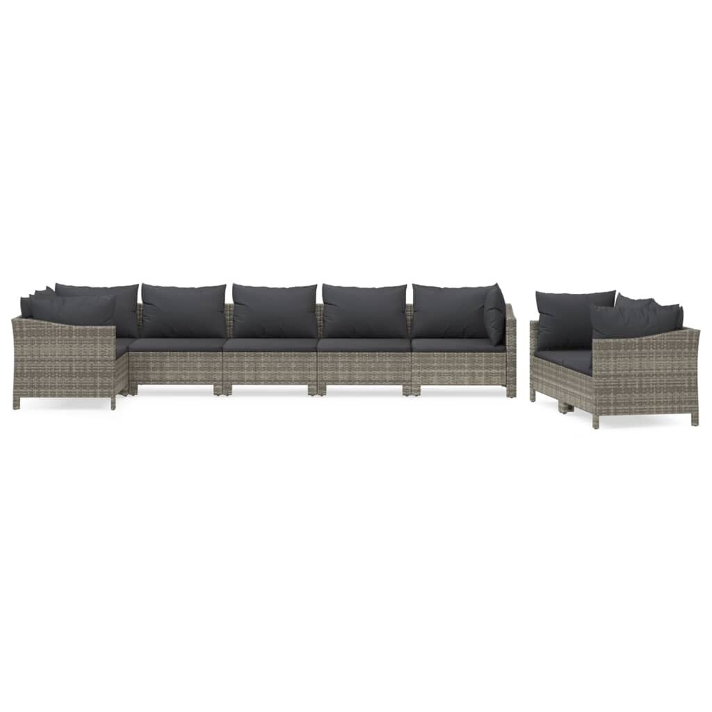 Set de muebles de jardín 8 plazas y cojines ratán sintético