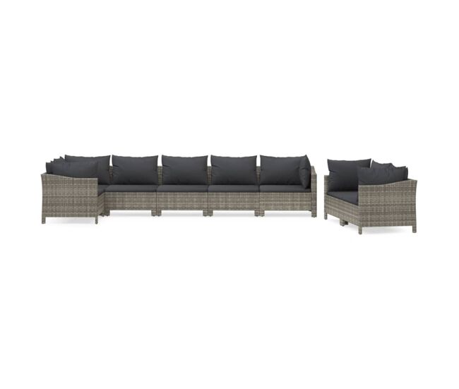 Set de muebles de jardín 8 pzas y cojines ratán sintético gris vidaxl