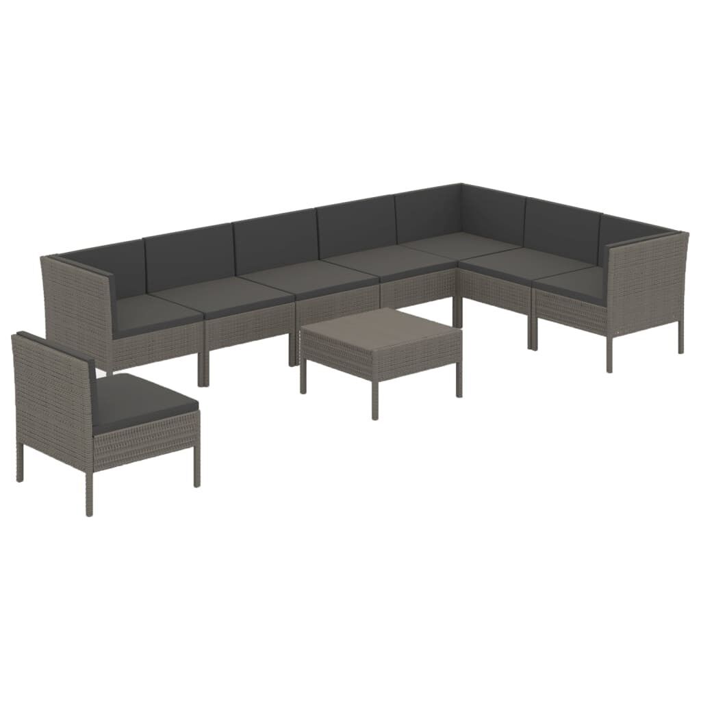 Set de muebles de jardín 9 plazas y cojines ratán sintético