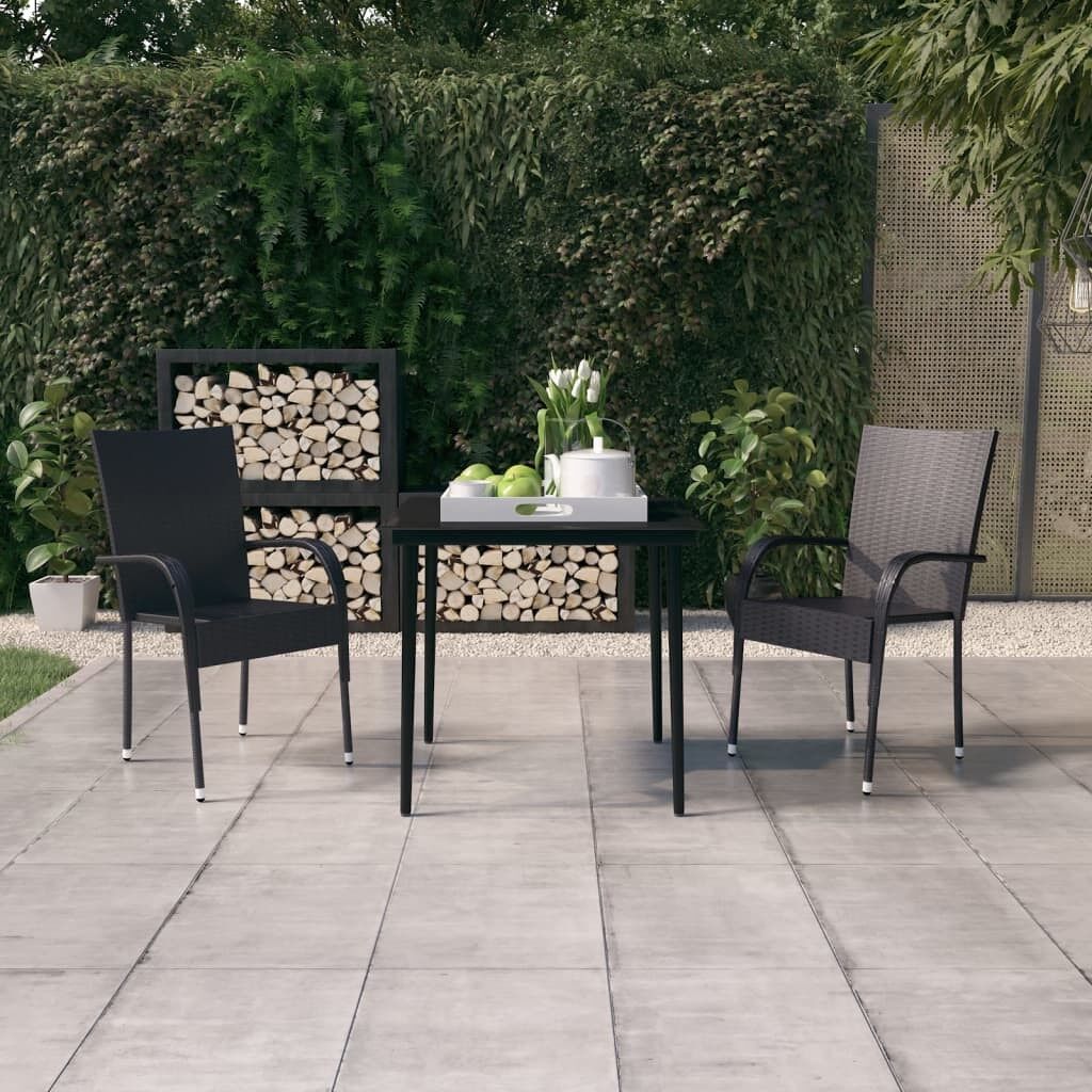 Juego de comedor para jardín 3 piezas negro vidaxl