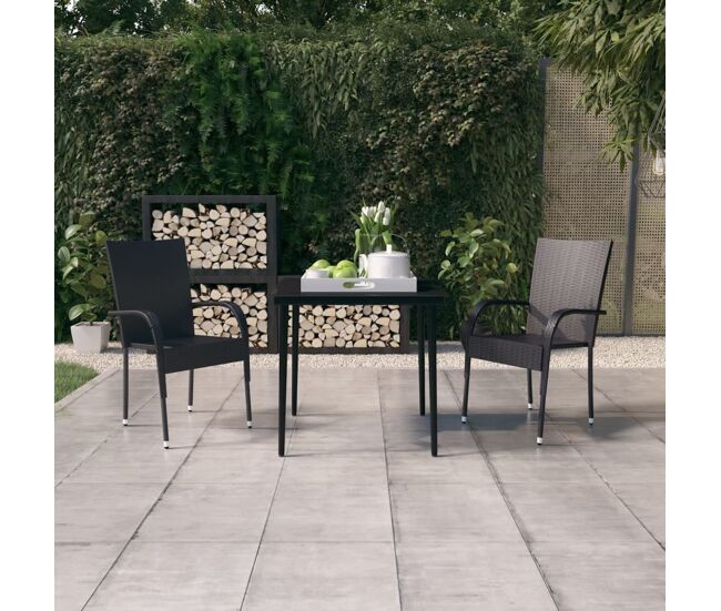 Juego de comedor para jardín 3 piezas negro vidaxl