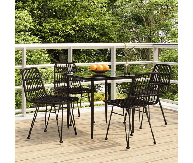 Juego de comedor de jardín 5 piezas ratán sintético negro vidaxl