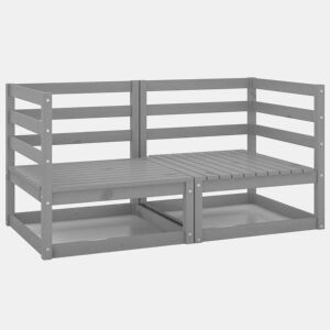 vidaXL Sofás de canto para jardim 2 pcs pinho maciça cinzento