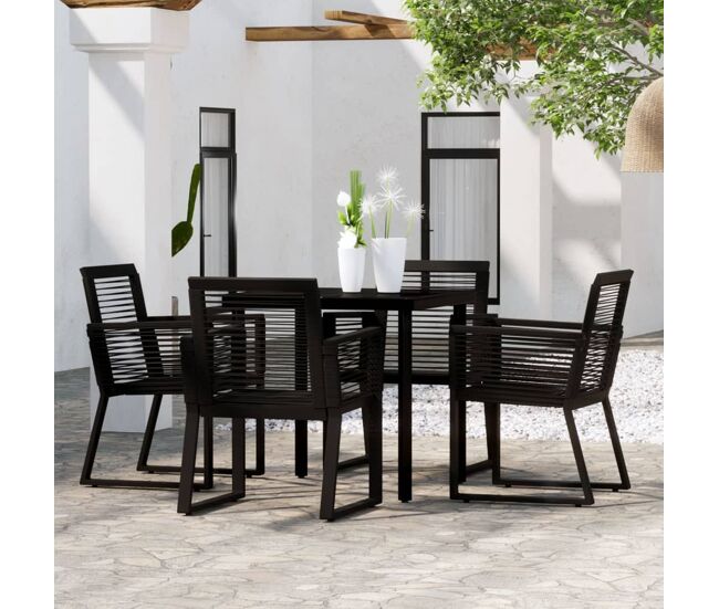 Juego de comedor de jardín 5 piezas negro vidaxl