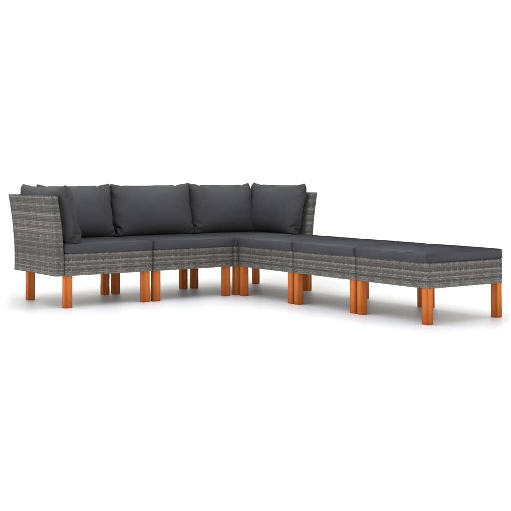 Set de muebles de jardín 6 pzas y cojines ratán sintético gris vidaxl