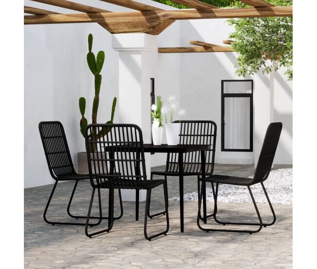 Juego de comedor de jardín 5 piezas negro vidaxl
